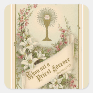 Catholic Priest Ordination Eucharist Religious Square Sticker