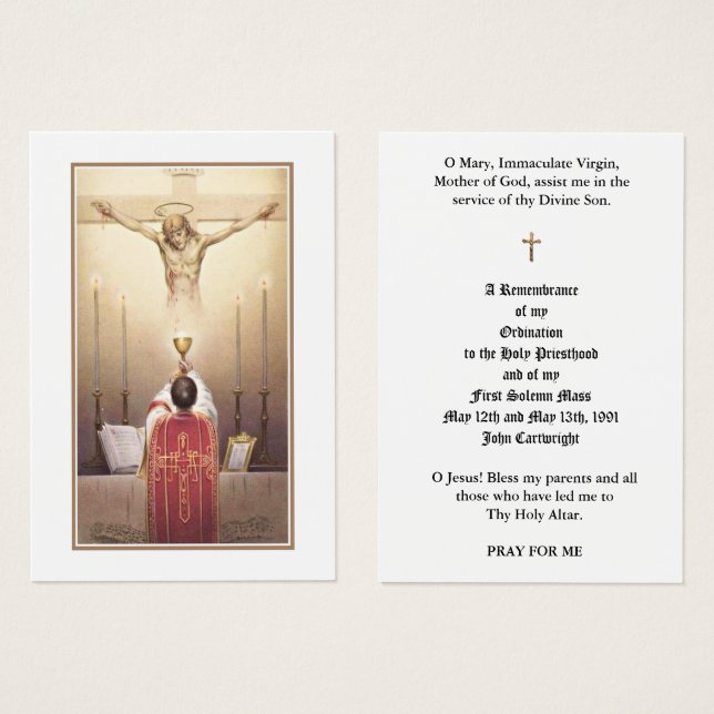 CATHOLIC PRIEST ORDINATION HOLY CARDS (Front & Back)