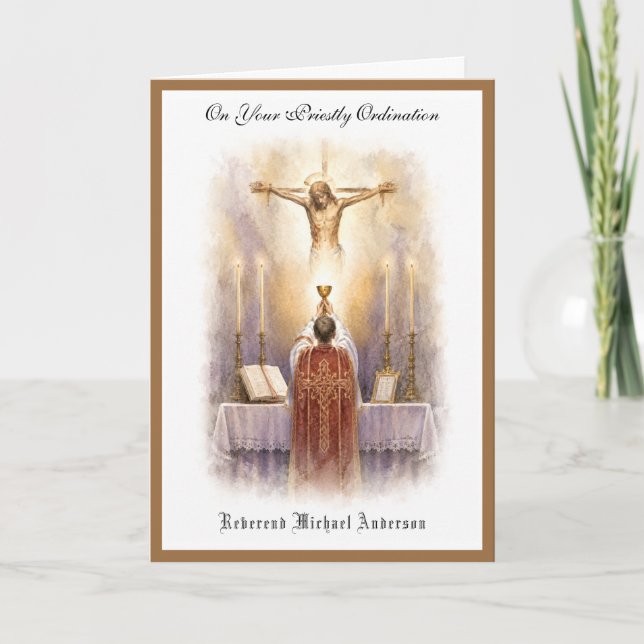 Catholic Priest Ordination Religious Jesus  Card (Front)