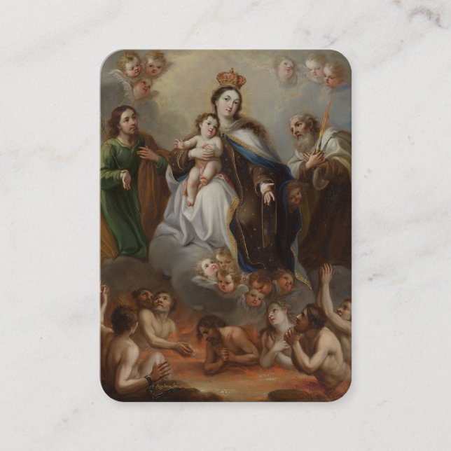 Catholic Purgatory Prayer All Souls Virgin Mary Place Card (Front)