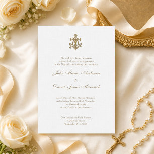 Catholic Religious Gold Mary Wedding Invitation