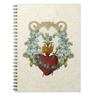 Catholic Religious Heart of Mary Vintage Floral  Notebook