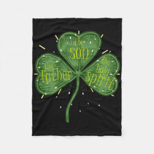 Catholic Religious Irish Shamrock Christian St Pat Fleece Blanket