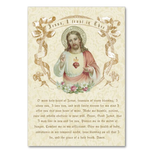 Catholic Religious Sacred Heart Jesus Prayer Card (Front)