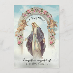 Catholic Religious Vintage Baby Shower Invitation