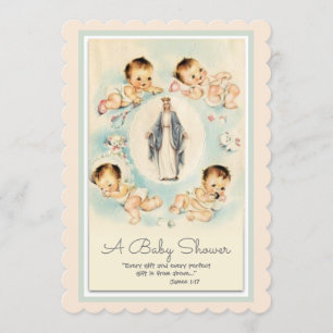 Catholic Religious Vintage Baby Shower Invitation
