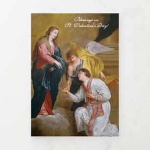 Catholic Religious Vintage St. Valentine Prayer Tri-Fold Holiday Card