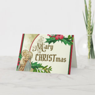 Catholic Religious Virgin Mary Baby Jesus Holly Card