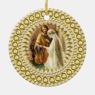 Catholic Religious Wedding Christmas Ceramic Ornament