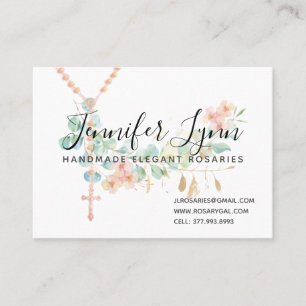 Catholic Rosary Eucalyptus Religious Floral Business Card