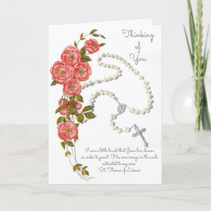 Catholic Rosary St. Therese Religious Floral  Card
