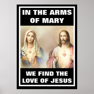 CATHOLIC SACRED HEART IMMACULATE MARY RELIGIOUS POSTER