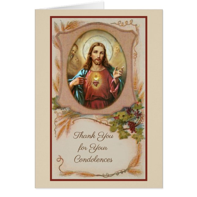 Catholic Sacred Heart Jesus  Condolence Thank You (Front)