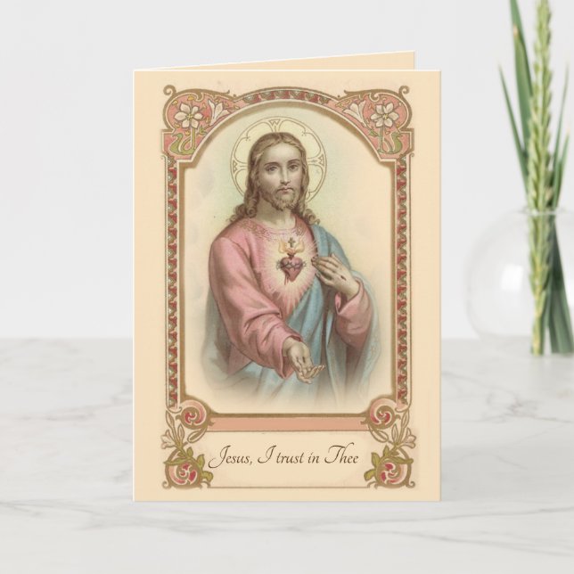Catholic Sacred Heart Jesus I Trust in Thee Card (Front)