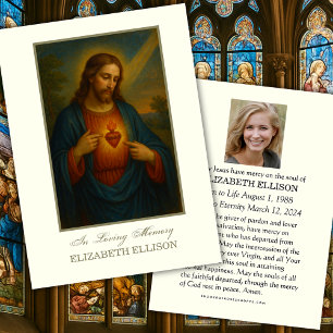 Catholic Sacred Heart of Jesus Funeral Prayer Card