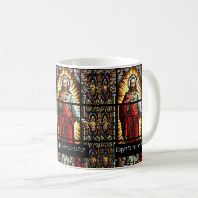 Catholic Sacred Heart of Jesus Valentines Day Coffee Mug (Front Right)