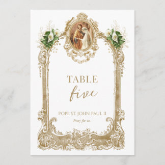 Catholic Saint Wedding Table Number 