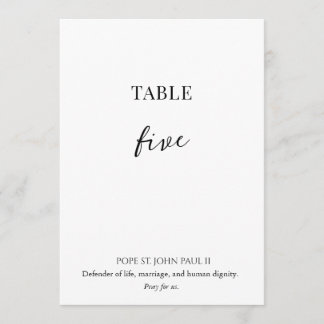 Catholic Saint Wedding Table Number 