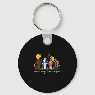 Catholic Saints Floral Women Religious Men Women K Key Ring