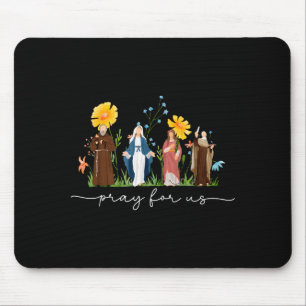 Catholic Saints Floral Women Religious Men Women K Mouse Pad