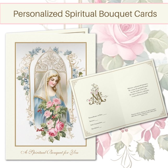 Catholic Spiritual Bouquet Prayer Roses Holiday Card (Traditional Catholic Spiritual Bouquet Cards)