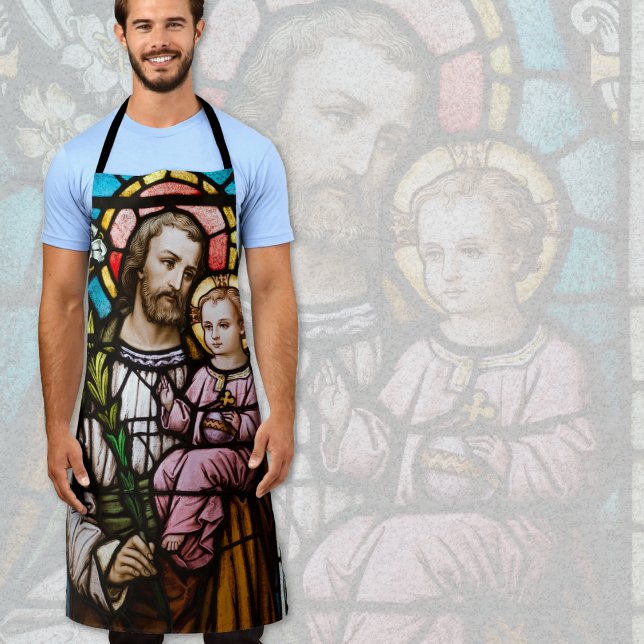 Catholic St. Joseph Jesus Stained Glass Religious Apron (Creator Uploaded)