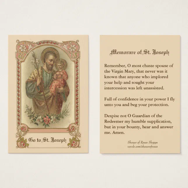 Catholic St. Joseph Memorare Prayer Holy Cards | Zazzle