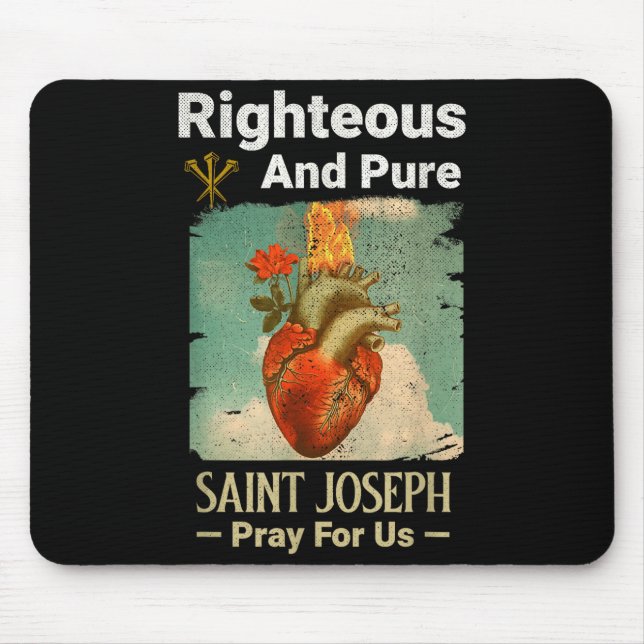 Catholic St. Joseph, Patron Saint Of Fathers, Pray Mouse Pad (Front)