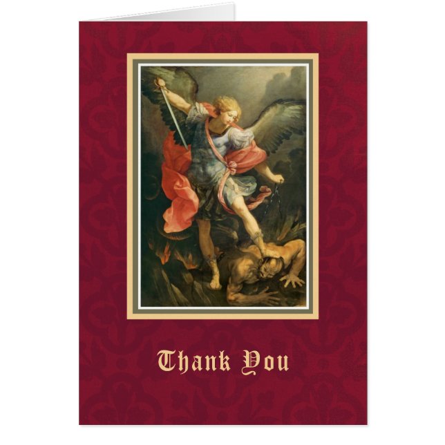 Catholic St. Michael Funeral Sympathy Thank You (Front)