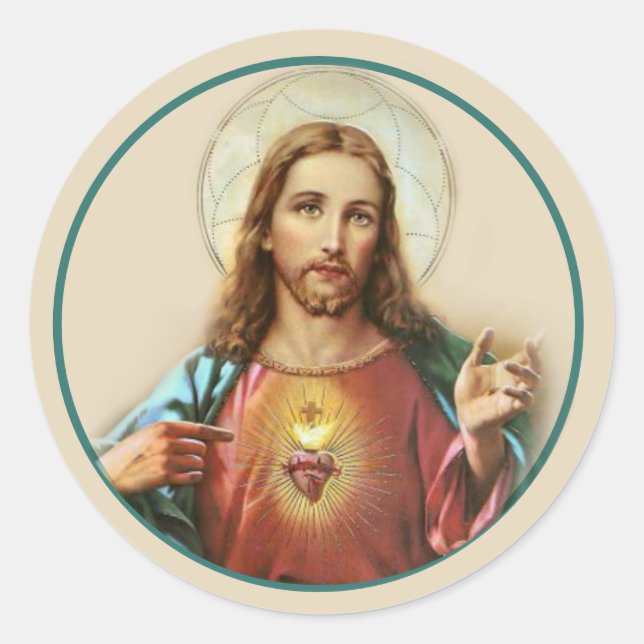 Catholic Sympathy Funeral Jesus Memorial Classic Round Sticker (Front)