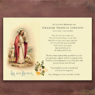 Catholic Sympathy Good Shepherd Thank You Card