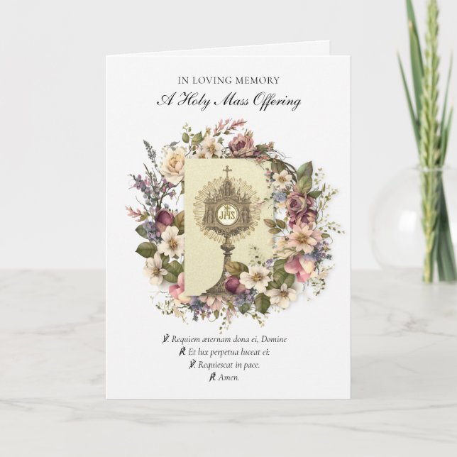 Catholic Sympathy Mass Offering Eucharist Card (Front)