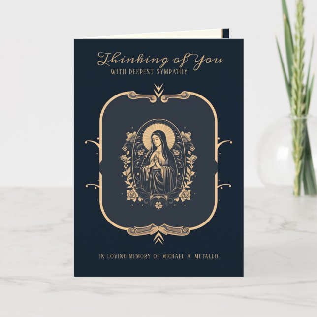 Catholic Sympathy Virgin Mary Gold Crucifix  Card (Front)