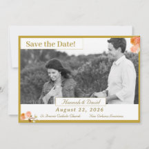 Catholic Terracotta Rose Flat Save The Date Card