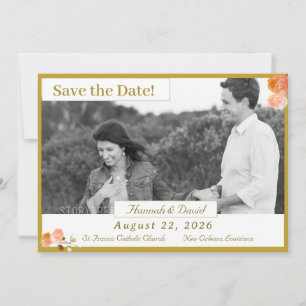 Catholic Terracotta Rose Flat Save The Date Card