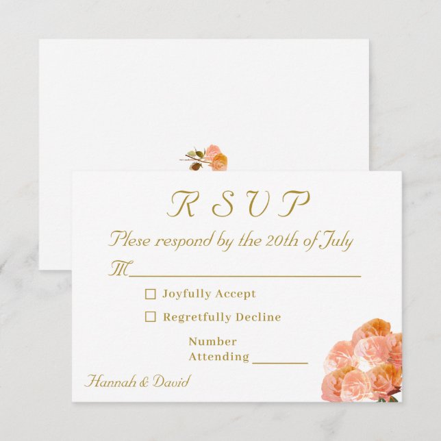 Catholic Terracotta Rose Wedding RSVP Card (Front/Back)