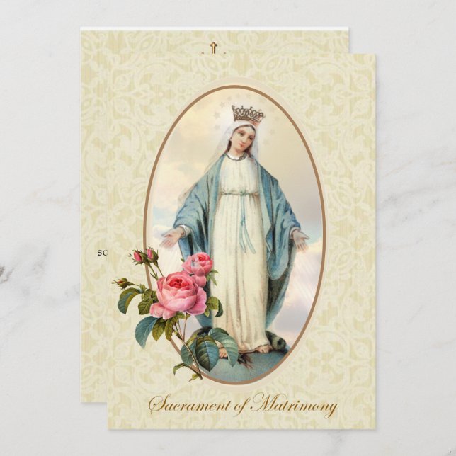 Catholic Traditional Bridal Wedding Invitation (Front/Back)