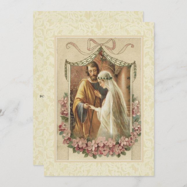 Catholic Traditional Bridal Wedding Invitation (Front/Back)