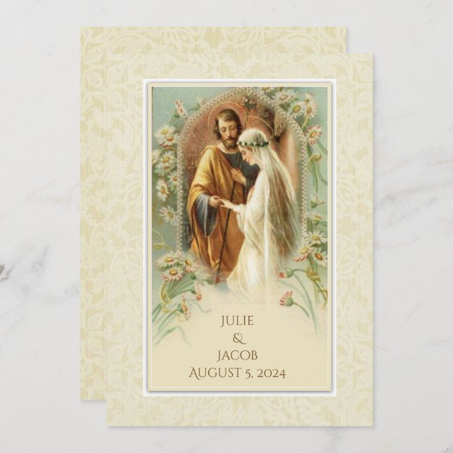 Catholic Traditional Bridal Wedding Invitation (Front/Back)