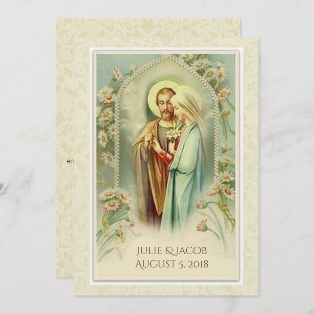 Catholic Traditional Bridal Wedding Invitation (Front/Back)