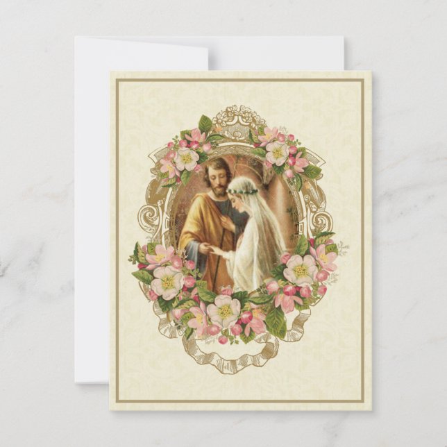 Catholic Traditional Elegant Vintage Wedding Invitation (Front)