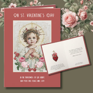 Catholic Valentine Roses Sacred Heart of Jesus Card