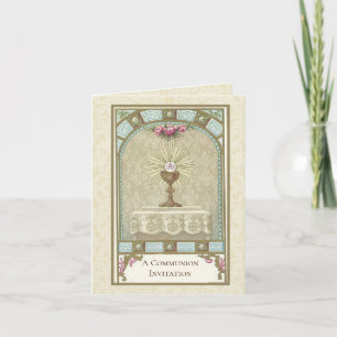 Catholic Vintage First Holy Communion Invitation