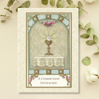 Catholic Vintage First Holy Communion Invitation