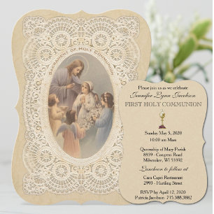 Catholic Vintage First Holy Communion Invitation