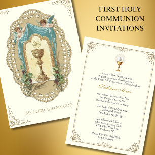 Catholic Vintage First Holy Communion Invitation