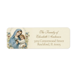 Catholic Vintage Marian Funeral Memorial Return Address Label