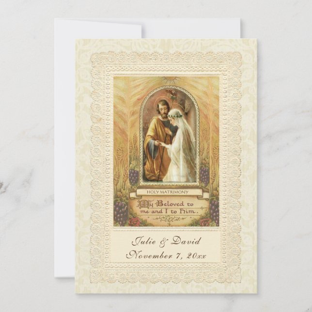 Catholic Vintage  Wedding Church/Reception Invitation (Front)