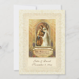 Catholic Vintage Wedding Church/Reception Invitation