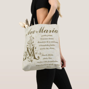 Catholic Virgin Mary Ave Maria in Latin Tote Bag